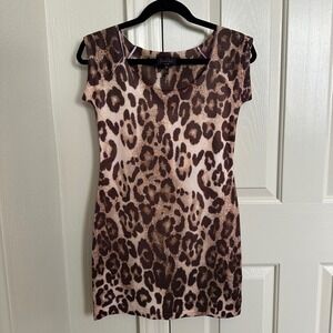 Patricia Field New York Leopard Print Mini Dress Brown Size S Small